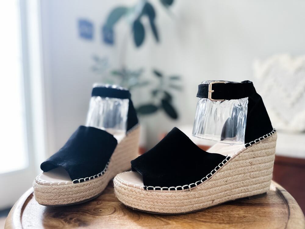 Sunset Terrace meets Café Romance Espadrille Wedge platform ankle strap sandals